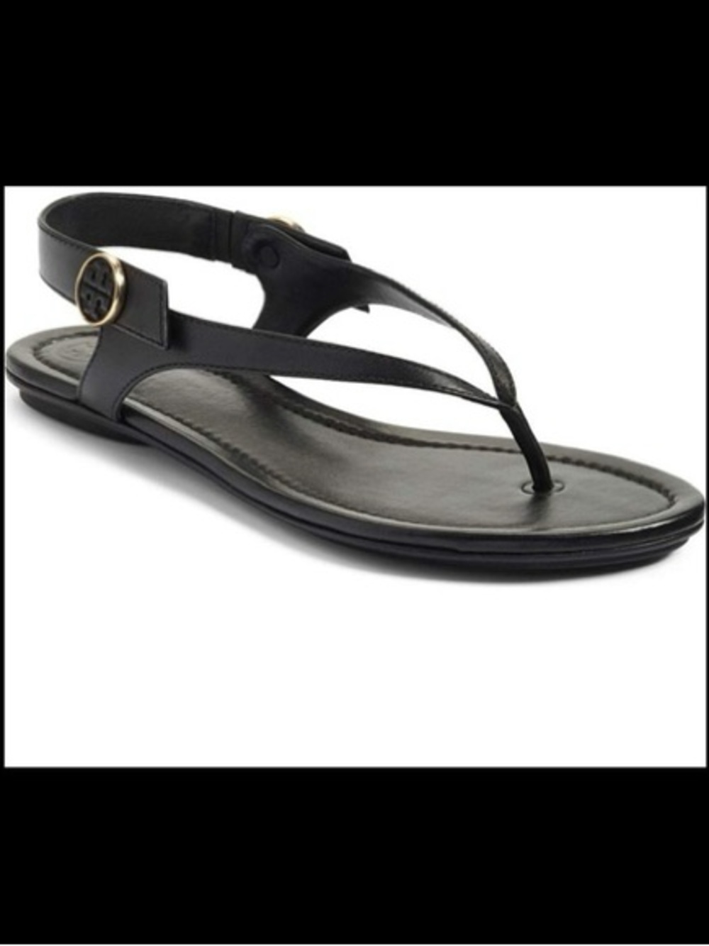 Tory Burch Minnie Travel Black Leather Sandals, Size 11
